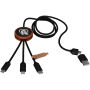 SCX.design C37 40W 5-in-1 oplaadkabel van RPET met oplichtend logo en ronde houten behuizing - Hout