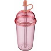 rPet Drinkbeker met rietje Glow 500 ml roze