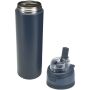 Theron 800 ml RCS enkelwandige gerecyclede roestvrijstalen waterfles, een deksel met dubbele functie en een uitklapbaar rietj - Marineblauw Theron 800 ml RCS enkelwandige gerecyclede roestvrijstalen waterfles, een deksel met dubbele functie en een uitklapbaar rietj - Marineblauw