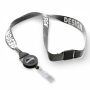 Gerecycled Polyester (rPET) sublimatie lanyard met badge reel met metalen krimp
