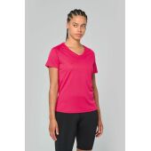 Dames sport-T-shirt V-hals Fluorescent Orange M