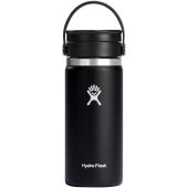 Hydro Flask-beker met brede opening, 473 ml, geïsoleerd roestvrij staal, met Flex Sip™-deksel - Zwart