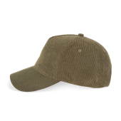 Ribfluwelen pet met 5 panelen Dark Olive One Size