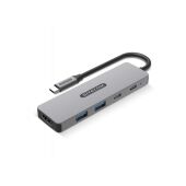 Sitecom CN-5502 5 in 1 USB-C Power Delivery Multiport Adapter - Grijs