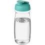 H2O Active® Pulse 600 ml sportfles met flipcapdeksel - Transparant/Aqua blauw