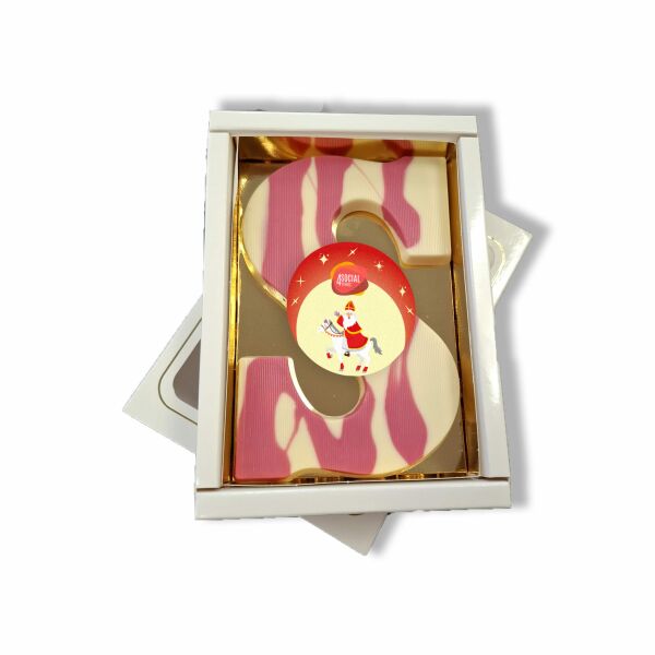 Roze/ wit crème letter aardbei