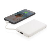 5.000 mAh zakformaat powerbank met geïntegreerde kabels, wit