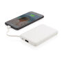 5.000 mAh zakformaat powerbank met geïntegreerde kabels, wit