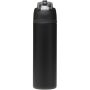 Theron 800 ml RCS enkelwandige gerecyclede roestvrijstalen waterfles, een deksel met dubbele functie en een uitklapbaar rietj - Zwart Theron 800 ml RCS enkelwandige gerecyclede roestvrijstalen waterfles, een deksel met dubbele functie en een uitklapbaar rietj - Zwart