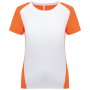 Ecologisch sport-T-shirt in twee kleuren voor dames White / Fluorescent Orange XS