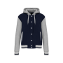 College jacket met capuchon unisex Navy / Oxford Grey / White XS