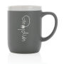 Keramische mok met witte rand 300 ml., grijs, wit