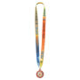 50 mm ijzeren medaille met full colour doming en V‑gestikt lint