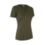 Interlock T-shirt | v-hals | dames - Olijf, S