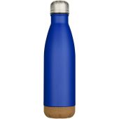 Cove 500 ml dubbelwandige vacuüm geïsoleerde roestvrijstalen waterfles met kurkdetails - Koningsblauw