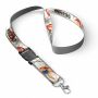 Afneembare polyester keycord met gesublimeerde satijnen overlay