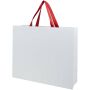 Smartfold papieren tas van 210 g/m² met lintgrepen en een glanzende laminaatlaag - 42 x 12 x 35 cm - Rood
