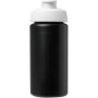 Baseline® Plus grip 500 ml sportfles met flipcapdeksel - Zwart/Wit