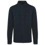 Ecologisch verwassen herenoverhemd in geborsteld fleece washed navy blue 3XL