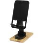 Alfirk recycled plastic foldeable desk phone stand with bamboo details - Black Alfirk recycled plastic foldeable desk phone stand with bamboo details - Black
