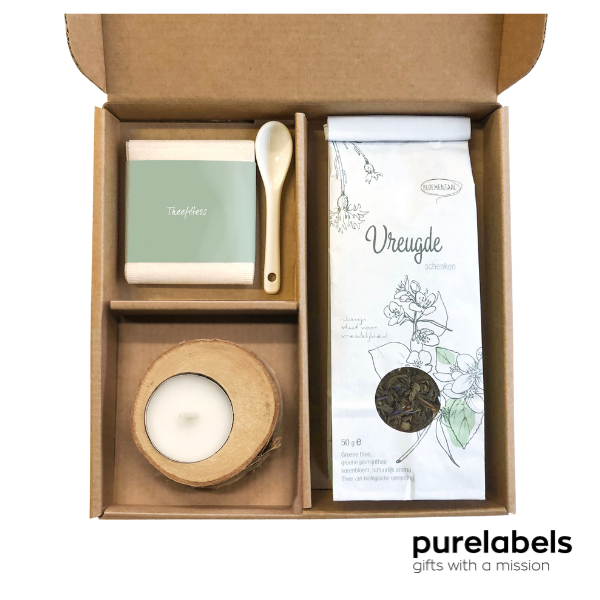 Cadeau pakket thee | Momentje vreugde | Origineel presentje brievenbus cadeau