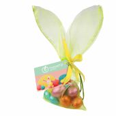 Organza Paashaas zakje groen, Groen, Paaseitjes Hazelnoot crispy groot