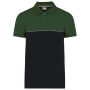 Ecologische uniseks polo met korte mouwen in twee kleuren Black / Forest Green XL