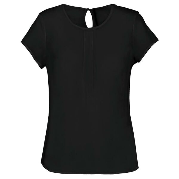 Damesblouse in crêpe met korte mouwen