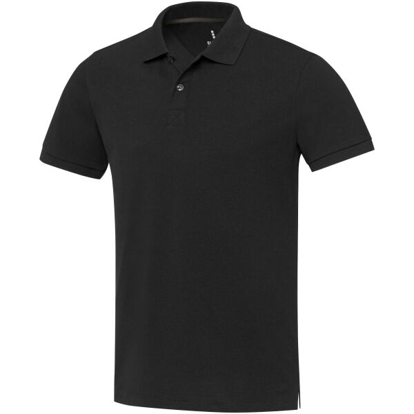 Emerald short sleeve unisex Aware™ recycled polo - Solid black - XS