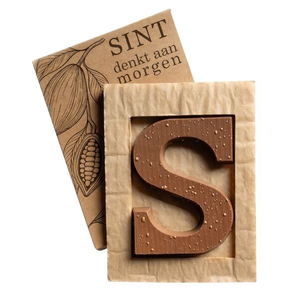 Luxe chocoladeletter S bronzen spetters