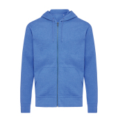 Iqoniq Abisko gerecycled katoen hoodie met rits, ongeverfd blauw