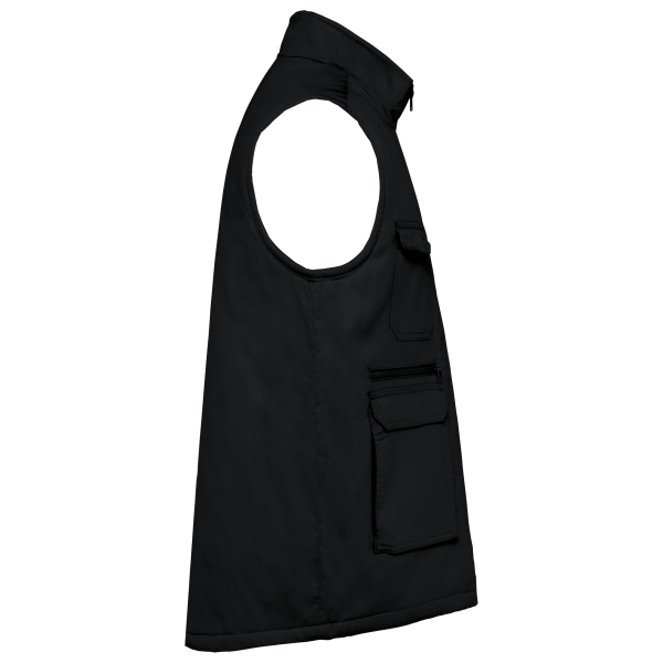 Gewatteerde uniseks bodywarmer van polykatoen multizakken Black L Gewatteerde uniseks bodywarmer van polykatoen multizakken Black L