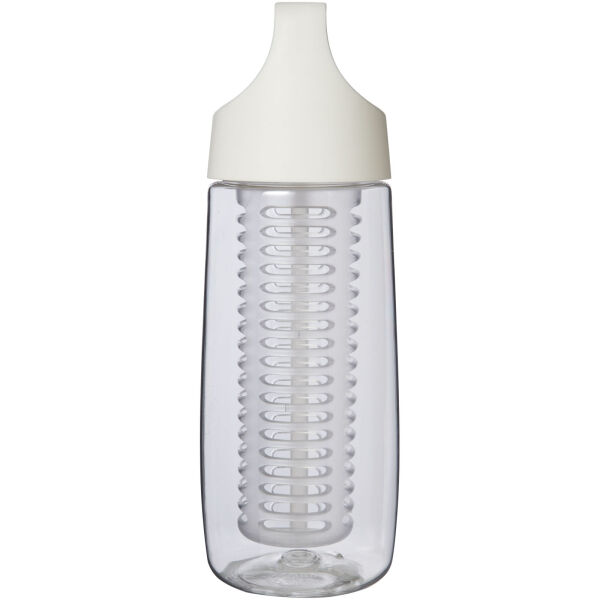 HydroFruit 700 ml recycled plastic sport bottle with flip lid and infuser - Transparent white