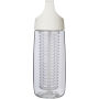 HydroFruit 700 ml drinkfles van gerecycled plastic met klapdeksel en infuser - Transparant wit