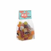 Blokzakje met kopkaartje en 150 gram snoep, Transparant/Wit, Tum Tum
