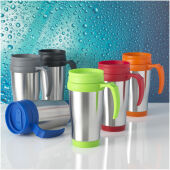 Sanibel 400 ml geïsoleerde thermosbeker - Zilver/Zwart