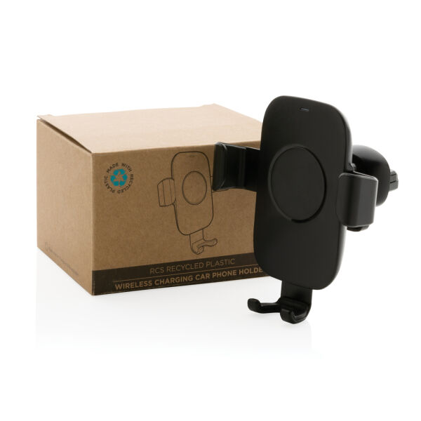 RCS gerecyclede plastic 10W autohouder draadloos opladen, zwart RCS gerecyclede plastic 10W autohouder draadloos opladen, zwart