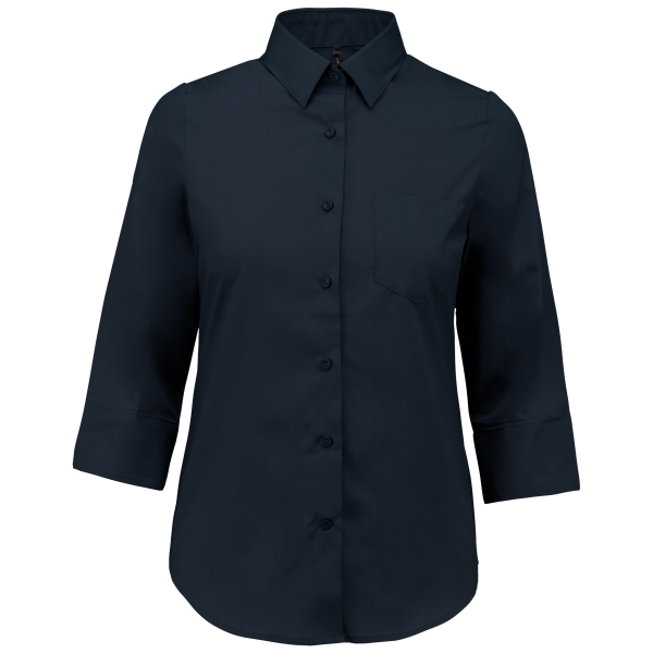 Overhemd in onderhoudsvriendelijk polykatoen-popeline 3/4-mouwen dames