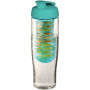 H2O Active® Tempo 700 ml sportfles en infuser met flipcapdeksel - Transparant/Aqua blauw