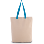 Shopper met plooi en contrasterend hengsel Natural / Surf Blue One Size
