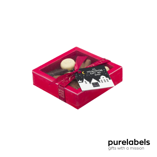 Sinterklaas chocolade | Gift box rood met kaartje | Sint Mix 125 gram