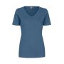 Interlock T-shirt | v-hals | dames - Indigo, 3XL