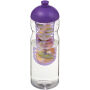 H2O Active® Base 650 ml bidon en infuser met koepeldeksel - Transparant/Paars