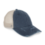Ecologische uniseks truckerpet met verwassen look Washed Navy Blue / Beige One Size