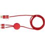 Alasia 5-in-1 150 cm datasynchronisatie- en 27 W snellaadkabel van gerecycled aluminium en plastic - Rood