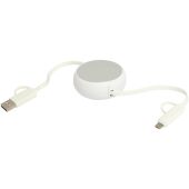 Alasia 5-in-1 100 cm intrekbare datasynchronisatie- en 45 W snellaadkabel van gerecycled plastic en aluminium - Zilver