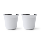 BOLUTO 2 koffiekopjes roestvrijstaal 80 ml - wit