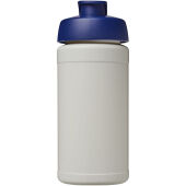 Baseline 500 ml gerecyclede drinkfles met klapdeksel - Naturel/Blauw