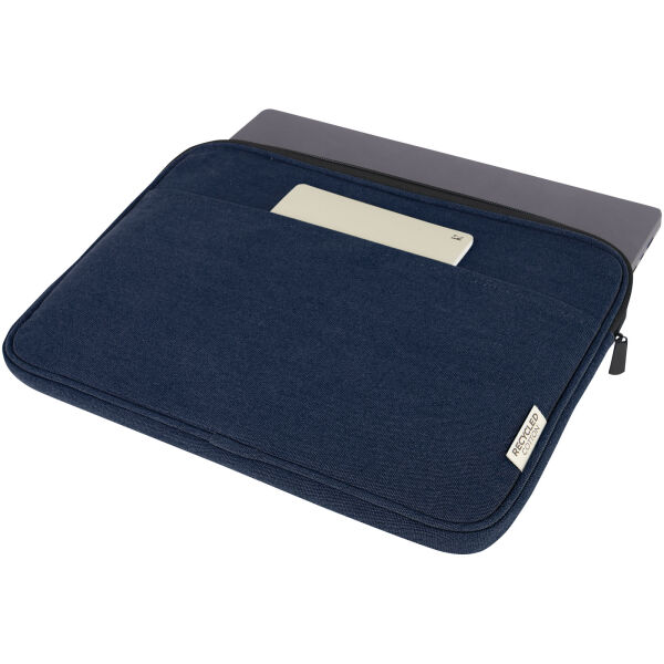 Joey 14 inch GRS gerecyclede canvas laptophoes, 2 l - Marineblauw Joey 14 inch GRS gerecyclede canvas laptophoes, 2 l - Marineblauw