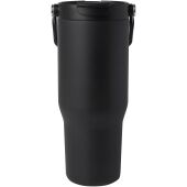 Bronx 900 ml RCS gecertificeerde, vacuüm geïsoleerde beker van gerecycled roestvrij staal en koper met deksel met dubbele fun - Zwart